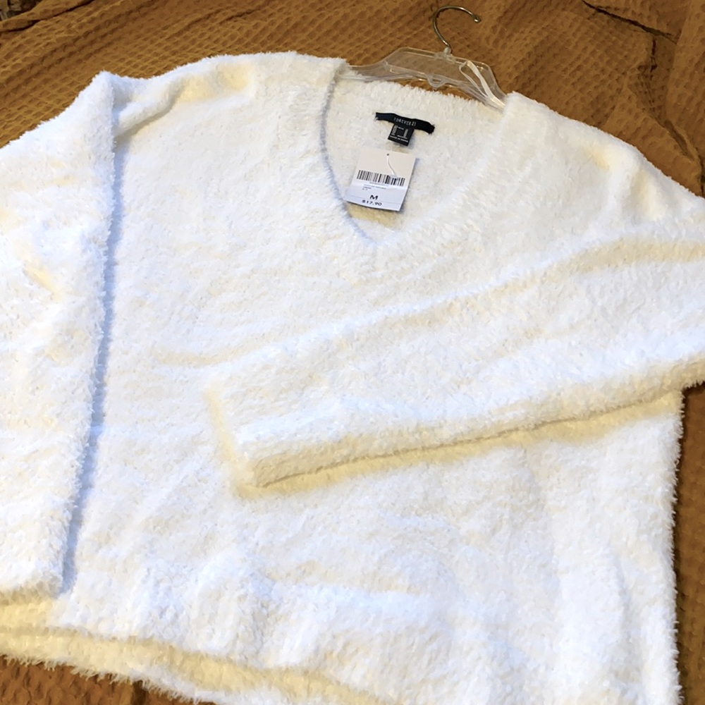 Soft fuzzy v neck sweater